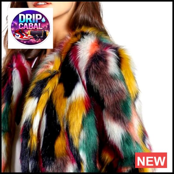 Faux Fur Coat Women Winter Fluffy Jacket Open Front Mid-Length - Picture 5 of 5